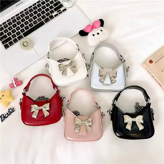 Leather Metal Bow handbag 💞
