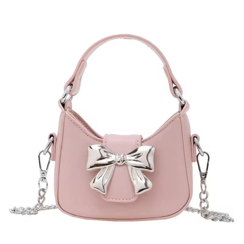 Leather Metal Bow handbag 💞