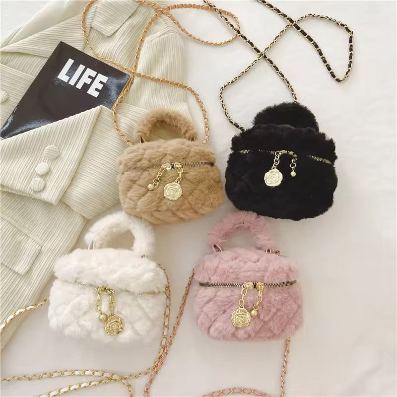 Soft Furr Handbags with charm π