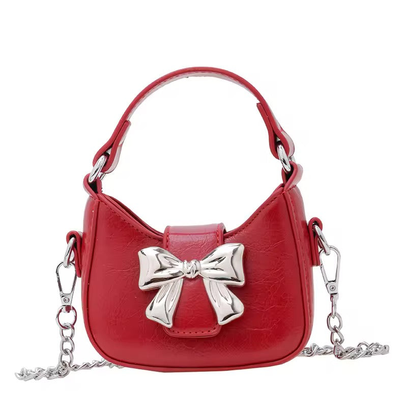 Leather Metal Bow handbag 💞