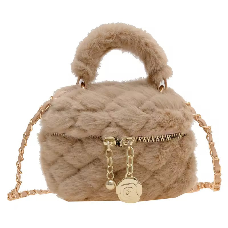 Soft Furr Handbags with charm 💞